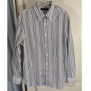 A(x)ist Men dress shirt, white/black/grey stripe L